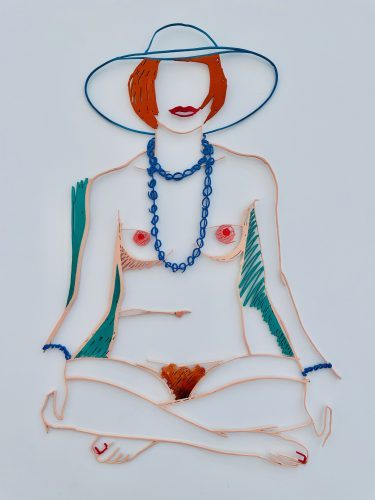 Monica Cross-Legged with Beads, (1985-2004) Stahlschnitt (farbig)