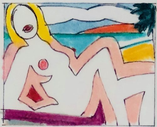 tom_wesselmann_study_for_seated_sunset_nude_2002